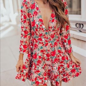 Lovers and Friends Vira dark nude floral dress size XL